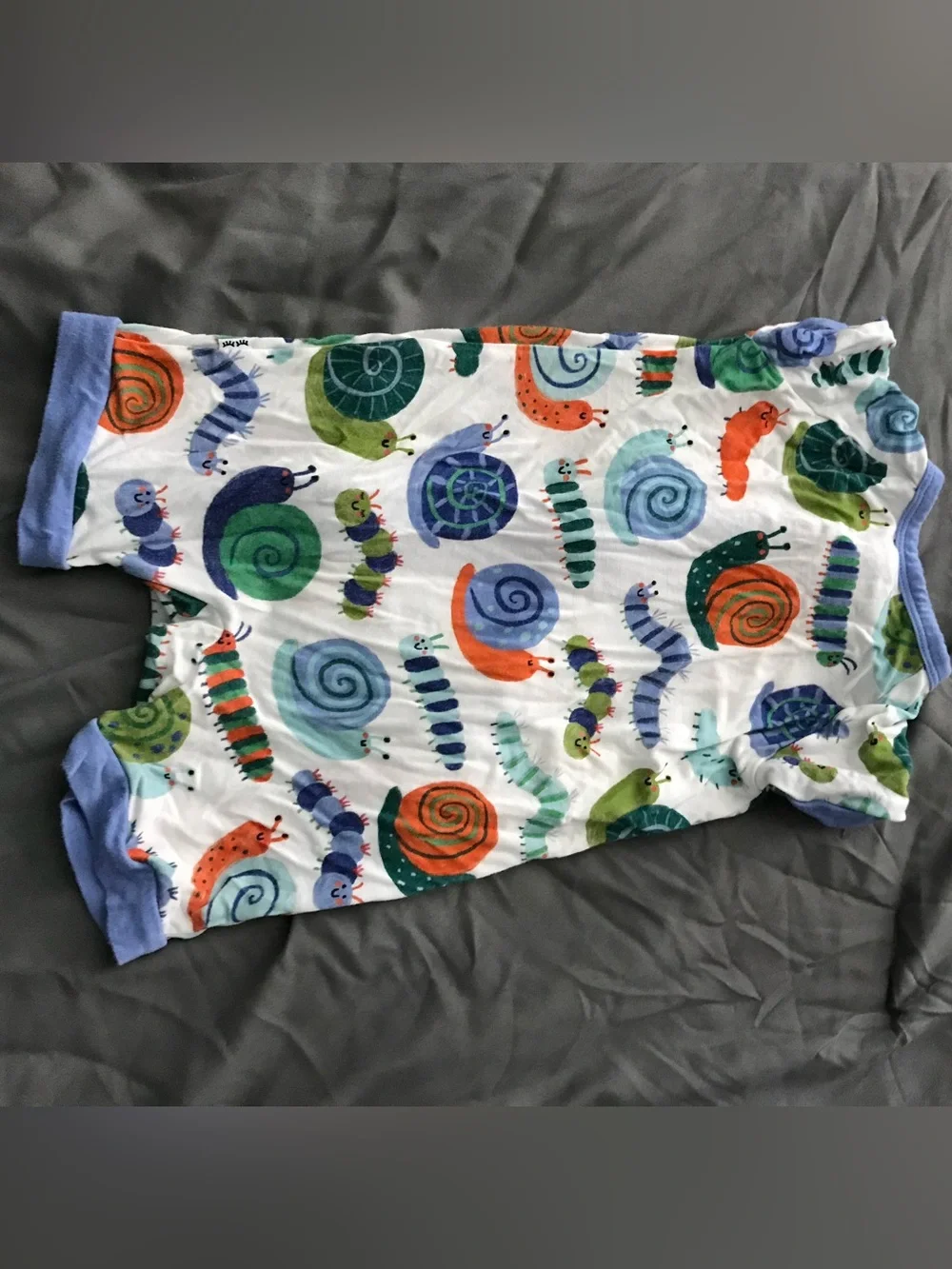 Kids Snail Print Sleep Sack - Blue Trim BAMBOO PJS